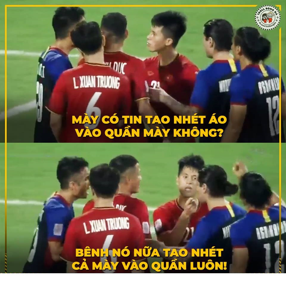 Pha "gắt" của Đình Trọng khiến đối phương phải rụt rè trước khi trọng tài tới để giải quyết vụ việc.