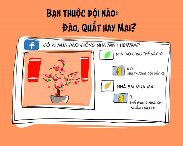 Các bạn trẻ hào hứng đăng lên Facebook hình ảnh cây hoa ngày Tết và tò mò hỏi mọi người năm nay họ chọn trang trí cây gì có cùng gu giống mình.