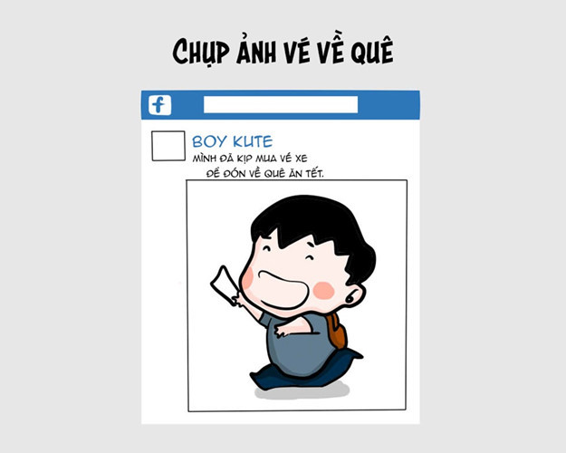 Về quê đón Tết truyền thống với gia đình là hạnh phúc to lớn với các bạn sinh viên học xa nhà hay những lao động xa quê. Đánh dấu việc này, nhiều bạn trẻ đã chụp ảnh khoe vé xe về Tết và đánh tiếng cho cả thế giới rằng: "Tui sắp được về với bố mẹ rồi".