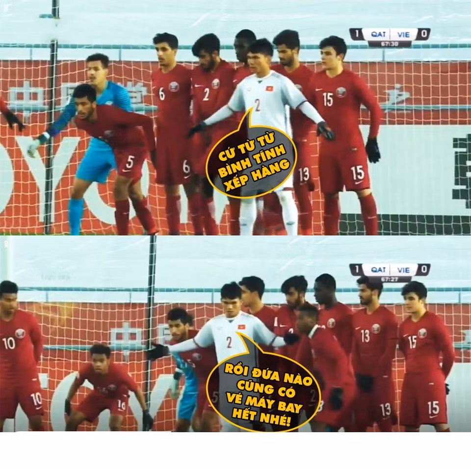 Xuân Mạnh sắp xếp các cầu thủ Qatar và trao cho họ vé về nước từ bán kết.