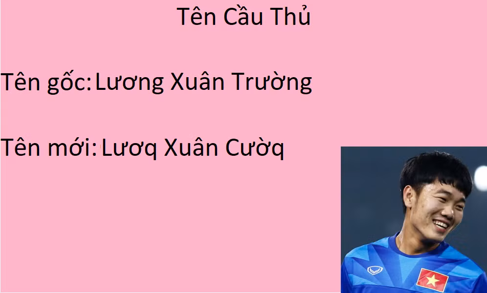 Bỏ qua những tranh cãi, cuộc "cải cách tiếng Việt" này đã được dân mạng đưa vào những bức ảnh để đọc tên các cầu thủ Việt Nam.