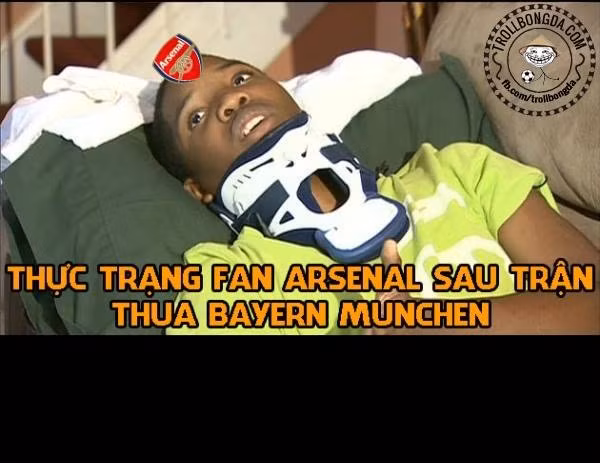 Tình trạng chấn thương của đa phần các CĐV Arsenal sau trận thua thảm bại trước Bayern Munich.