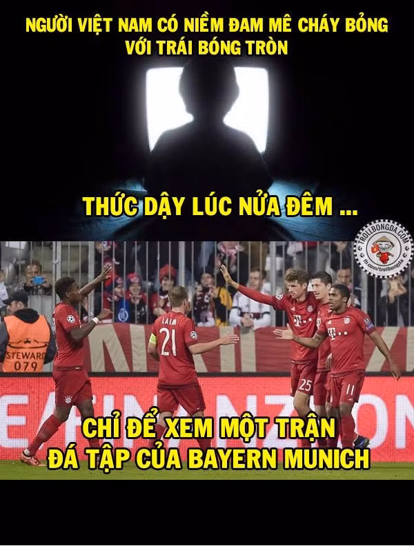 Niềm đam mê UEFA Champions League của người Việt Nam luôn cháy bỏng, họ thức khuya dậy sớm để theo dõi giải đấu này. Nhưng đêm qua, NHM Việt Nam lại không được chứng kiến trận thư hùng máu lửa giữa Bayern Munich và Arsenal. Thay vào đó là một trận đá tập của Bayern Munich và quân xanh là Arsenal.