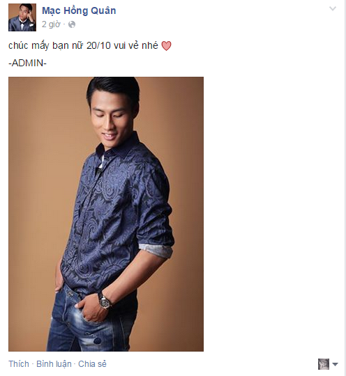 Cầu thủ Việt kiều Mạc Hồng Quân cũng đã nhờ quản lý của mình gửi lời chúc đến với những người phụ nữ Việt Nam trong ngày tôn vinh họ.