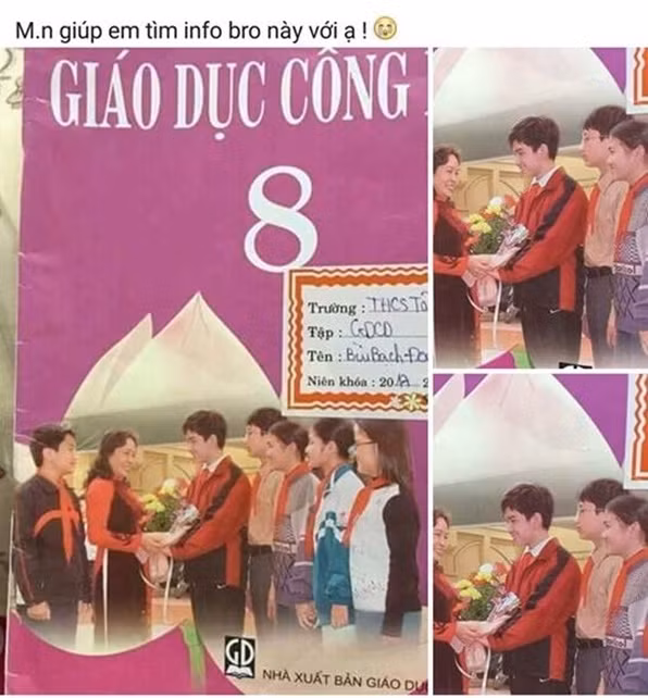 Sau hot girl ảnh bìa trên GDCD lớp 9 thì mới đây, một chàng trai nữa lại trở thành tâm điểm tìm kiếm của dân mạng đó là nam thần bìa cuốn sách GDCD lớp 8 màu tím, đang tặng hoa cho cô giáo để bày tỏ tấm lòng tri ân của mình với thầy cô.
