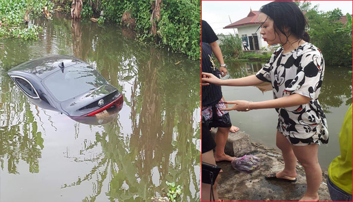Sau đó, chủ xe đã thuê đội cứu hộ để trục vớt chiếc xe từ dưới mương lên trên bờ.