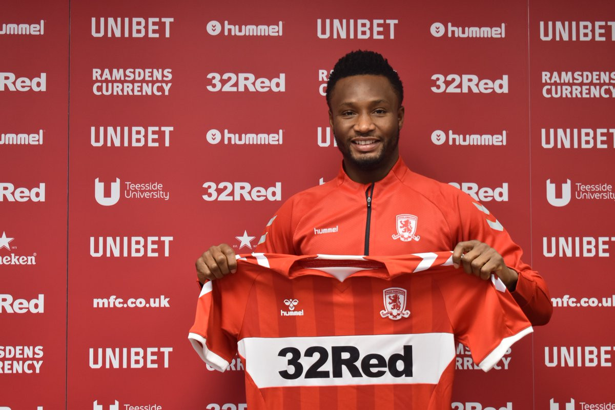 Cách đây ít phút, trang chủ CLB Middlesbrough đã công bố thương vụ chiêu mộ cựu sao Chelsea, John Obi Mikel. Theo BBC, Mikel sẽ khoác áo Boro theo bản hợp đồng có thời hạn đến cuối mùa.