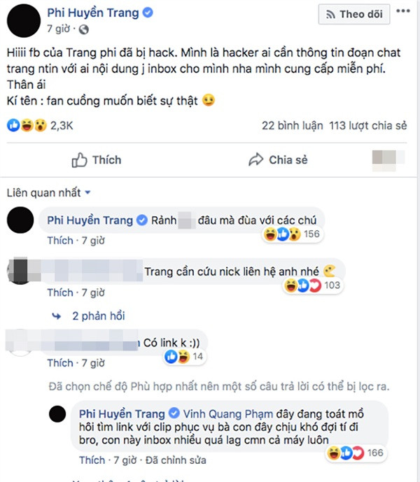 Sau nghi van lo clip nong, Facebook hot girl Mi Go bong dang “status la”?