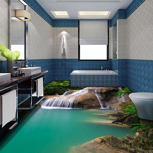 Cách thức phổ biến để tạo ra kiểu sàn nhà độc đáo này là sử dụng hình khổ lớn. Bên thi công sẽ tiến hành in ra hình ảnh mong muốn của chủ nhà. Sàn được đổ keo để dán tấm hình ảnh chống nước. Một lớp sơn bảo vệ, tạo độ bóng được phủ lên trên cùng.