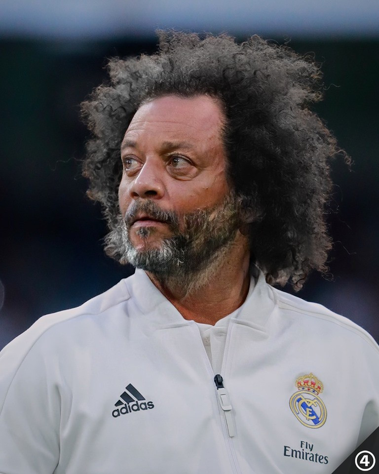 Marcelo vẫn giữ nguyên phong cách của mình khi về già với mái đầu xù.