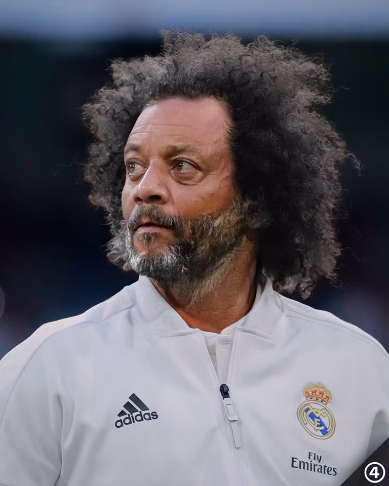 Marcelo vẫn giữ nguyên phong cách của mình khi về già với mái đầu xù.