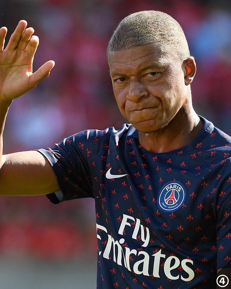 Dù mới chỉ 19 tuổi nhưng nhiều fan đã tưởng tượng Mbappe 50 năm sau sẽ ra sao.
