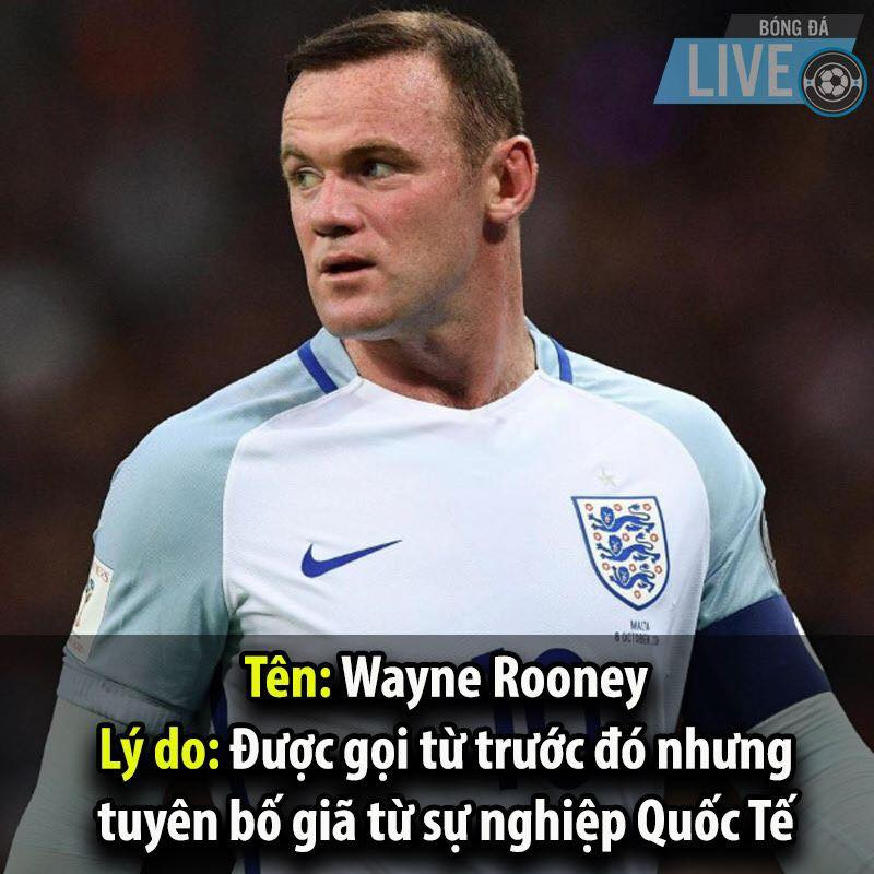 Với Rooney, anh từng là biểu tượng của bóng đá anh với những cống hiến không biết mệt mỏi. Nhưng tại World Cup 2018 lần này, dù đã được gọi nhưng "gã Sherk" lại từ chối vì đã tuyên bố giã từ sự nghiệp Quốc tế.