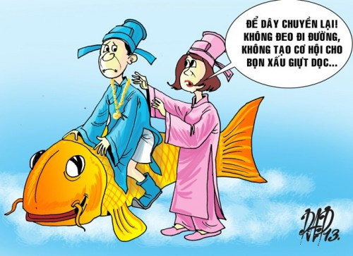 Trước khi ông Táo lên chầu, bà Táo lo xa và khuyên nên để đồ trang sức ở nhà để ra đường khỏi bị giật.