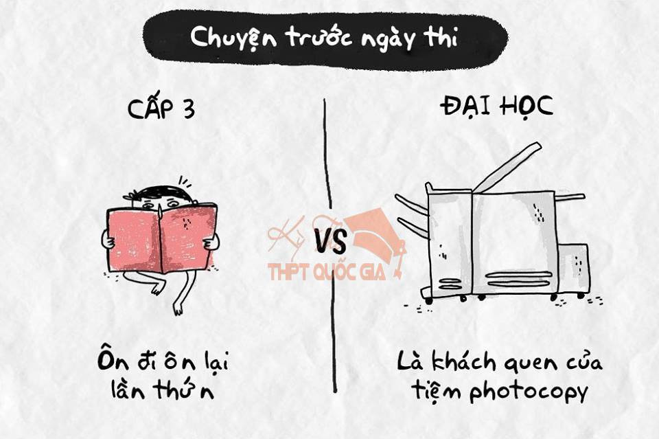Việc ngồi ôn bài ở THPT là điều thường xuyên nhưng khi lên đại học, thì bạn chỉ cần là khách quen của các hàng photocopy là tự tin vào phòng thi.