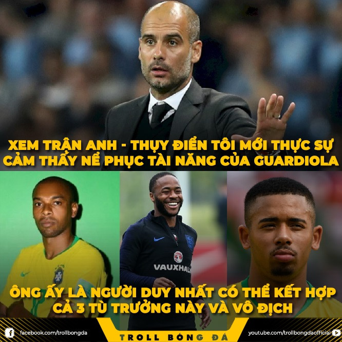 Sự kết hợp của 3 tù trưởng "Fernandinho - Sterling - Jesus" trong màu áo của Man City.