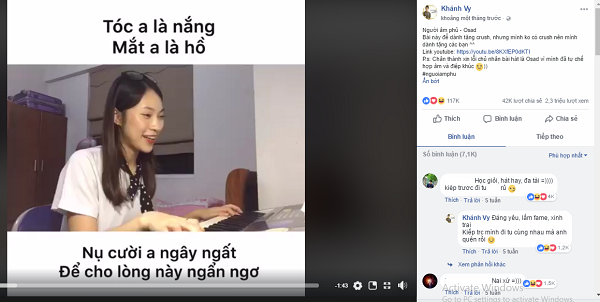 Với loạt biểu cảm đáng yêu cùng giọng hát trong trẻo, những bản cover của Khánh Vy liên tục khiến cộng đồng mạng "nghiêng ngả" và được xếp vào hàng những "thánh cover" trên mạng xã hội.