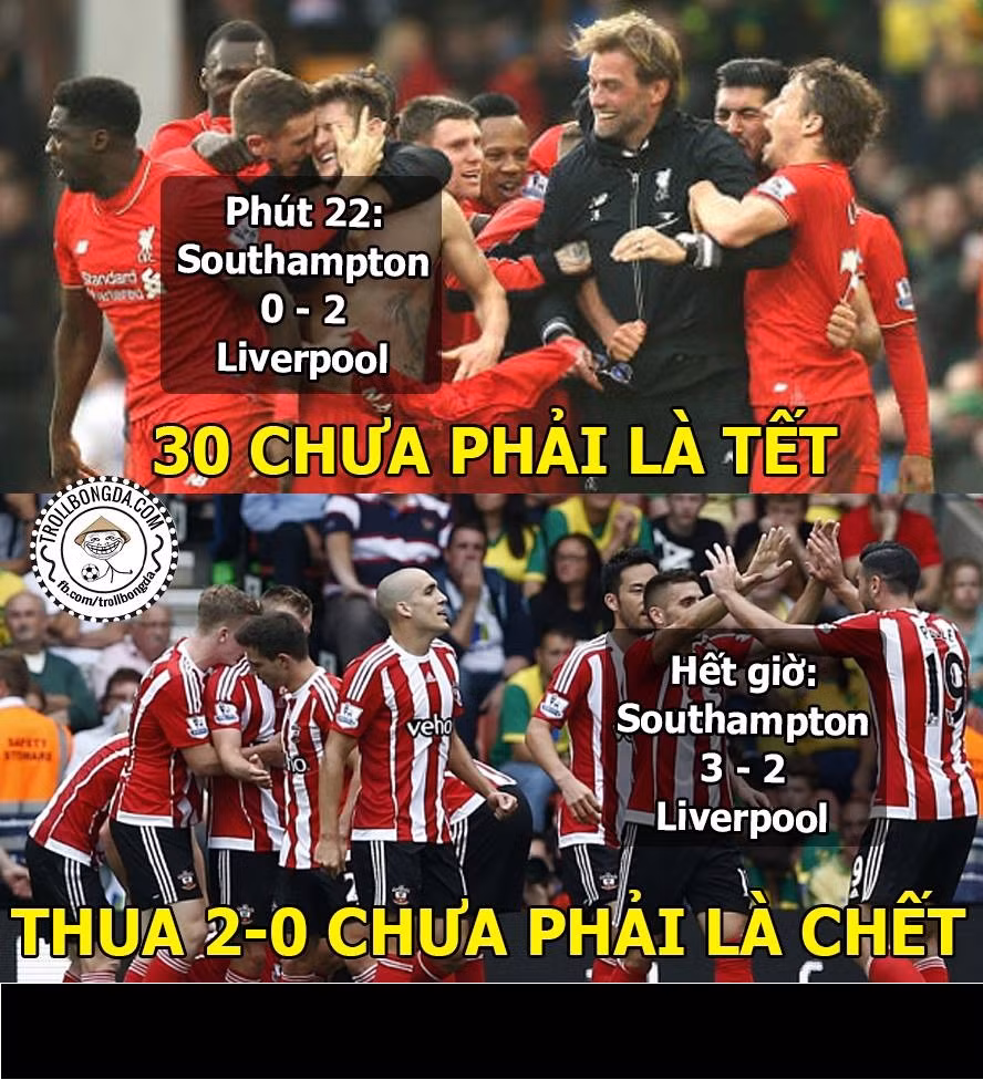 Bức ảnh chế Liverpool nhận trái đắng trong trận gặp Southampton khiến NHM nhận ra vô số những lý lẽ.