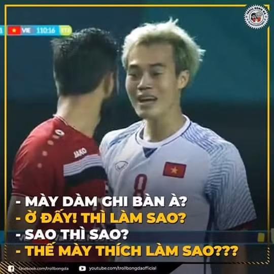 Câu đối thoại của người hùng Olympic Việt Nam là Văn Toàn được dân mạng chế ảnh.