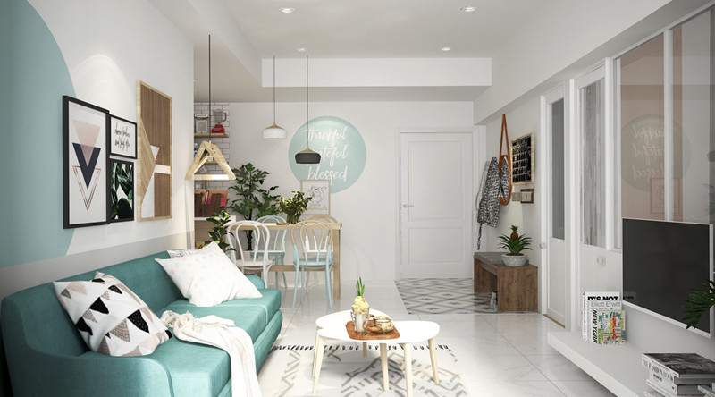 Về mặt phong thủy nội thất màu xanh ngọc giúp bạn lấy lại sự điềm tĩnh, cân bằng và sự hạnh phúc.