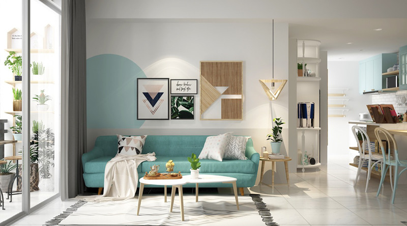 Ghế sofa khung gỗ là đồ nội thất khiến bạn cảm giác như đang gần chạm tay vào màu nước biển của khu vực nhiệt đới.