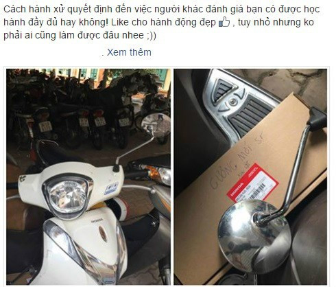 Làm vỡ gương trong nơi để xe và hôm sau tự giác đền gương mới và lắp trả vào đúng vị trí cũ.
