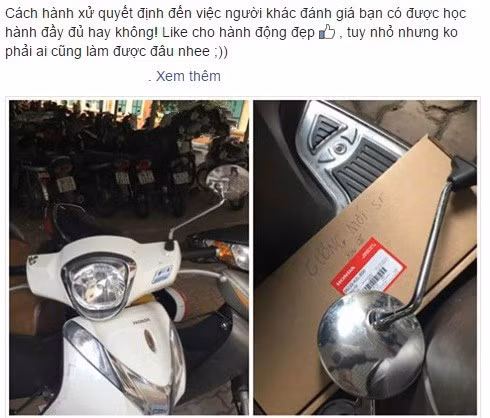 Làm vỡ gương trong nơi để xe và hôm sau tự giác đền gương mới và lắp trả vào đúng vị trí cũ.