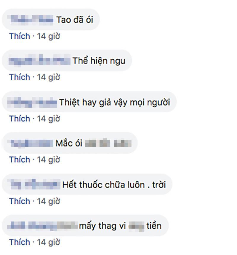 Chứng kiến cảnh tượng này, nhiều cư dân mạng được clip rùng mình với clip kỳ dị trên. CĐM đã buông ra vô số lời chỉ trích. "Chỉ vì một vài lượt like, share mà tự hạ mình, không biết xấu hổ", "Tai tiếng khác nổi tiếng nhé, mai mốt chìm nghỉm lại nghĩ ra clip đáng sợ hơn để đăng lên nữa à", "Đừng để phụ huynh bạn xem được clip này nhé, thật lòng đấy", đây là những bình luận được dân mạng để lại.