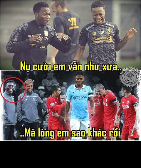 Sterling không thể nở nụ cười khi đội bóng của anh đang phục vụ là Man City để thua muối mặt trước đội bóng cũ là Liverpool với tỷ số không tưởng là 1-4.