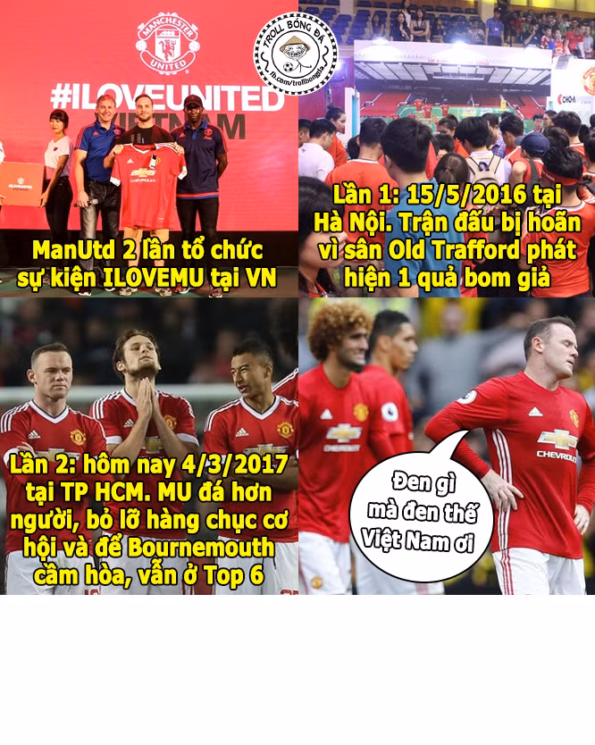 Bức ảnh chế bóng đá được dân mạng truyền tay nhau nhiều nhất những ngày vừa qua đó là các cầu thủ MU đã hiểu vì sao khi nghĩ đến Việt Nam lại đen đến vậy.