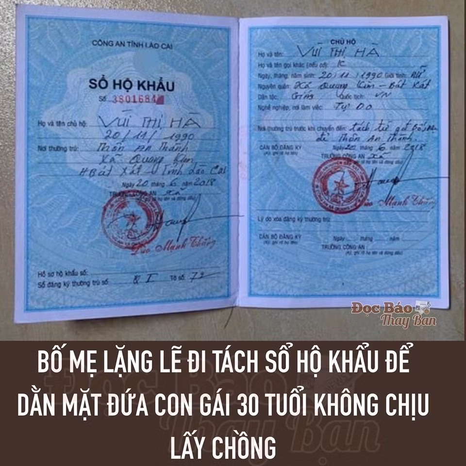 Gai 30 chua lay chong, bo me ngay lap tuc “tach khau”
