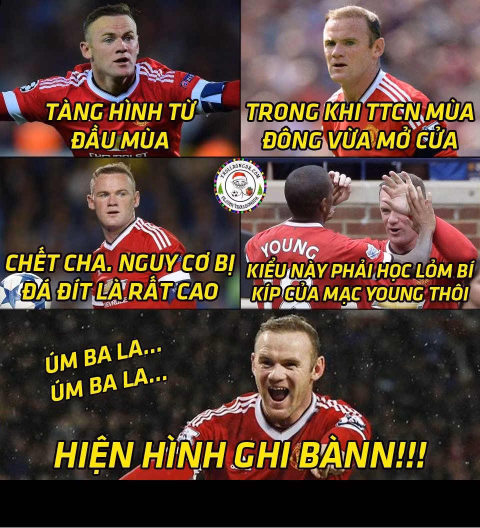 Ảnh chế Rooney hiện hình và ghi bàn để không bị "đá đít" khỏi sân Old Trafford được cư dân mạng đăng tải ngay sau bàn thắng của cầu thủ này vào lưới của Swansea giúp Man United có chiến thắng 2-1 trước "Thiên Nga Đen".