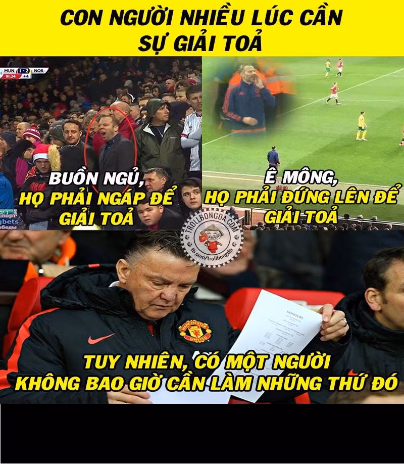 CĐV thì buồn ngủ, trợ lý thì quá chán với việc ngồi. Còn Van Gaal thì vẫn ung dung ngồi ghi chép lỗi lầm của các cầu thủ Man United.