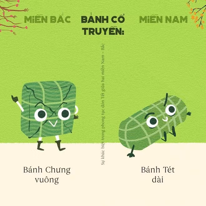 Bánh chưng vuông của người Bắc có ẩn chứa lý thuyết âm dương, còn bánh tét dài thì có tính ứng dụng tinh tế. Trong bất cứ lát cắt nào của bánh tét tròn, người ta cũng được ăn đủ cả nếp, đậu xanh và nhân thịt hoặc chuối đồng đều.