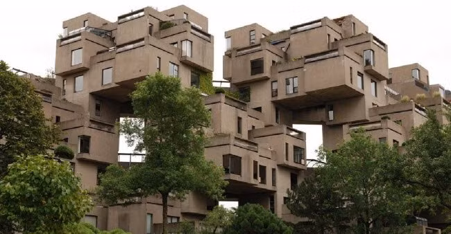 Khu chung cư trông như những chiếc hộp chồng lên nhau ở Montreal, Canada.