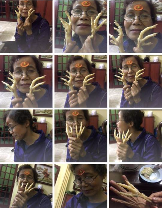 Chuỗi ảnh hài hước con gái chụp mẹ. Ở tấm cuối mẹ bảo: "Nhìn không khác nhau là mấy nhỉ?" là câu chuyện của nickname Minh Hà.