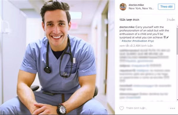Nụ cười toả nắng này đã giúp bác sĩ nội trú Mikhail Mike ở New York có hơn 132 ngàn lượt like.