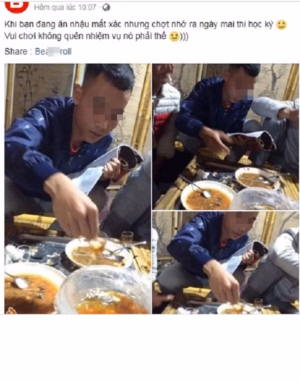 Cuối năm dường như là thời gian khá bận bịu của các "thánh nhậu", bởi đây là thời gian nhiều những cuộc vui được diễn ra nhưng đó cũng là thời điểm thi học kỳ của nhiều bạn trẻ, sinh viên. Và trong hoàn cảnh trớ trêu, buộc phải lựa chọn "học hay nhậu?", nhiều người đã phải tự biến mình thành "Thanh niên nhậu có học nhất năm" để hoàn thành hai mục tiêu trên.