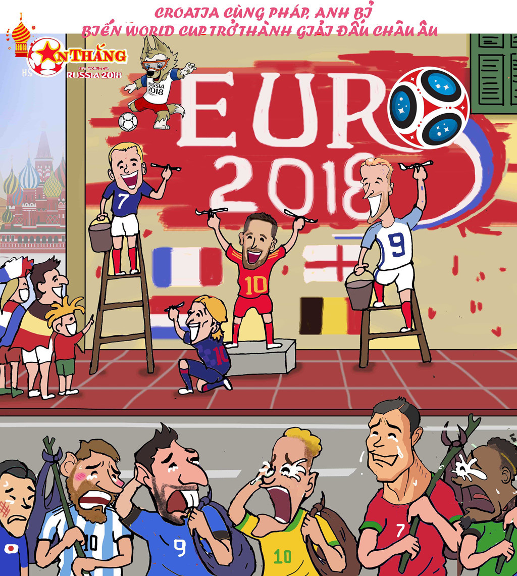 Với 4 đại diện cuối cùng đều là những đội bóng châu Âu đến với vòng bán kết là Pháp, Bỉ, Croatia và Anh thì người ta nói vui rằng World Cup 2018 đã biến thành Euro.