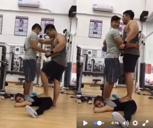 Mới đây, đoạn clip dài hơn 30 giây ghi lại cảnh một cô gái nhỏ bé, nằm xoạc chân ra hai bên để hai thanh niên lực lưỡng có cân nặng lên tới 176kg đứng lên người khiến nhiều người xem dựng tóc gáy và không khỏi tò mò.