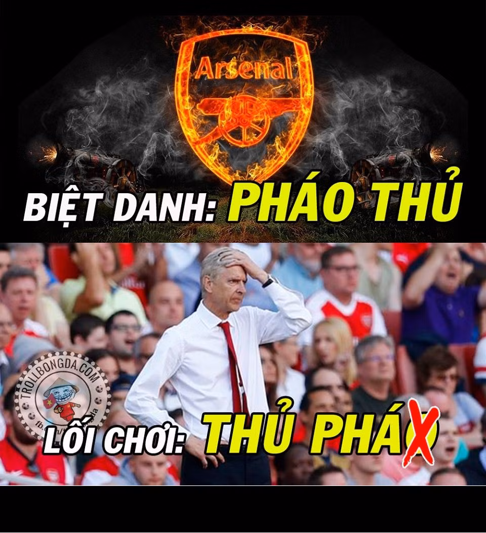 Cũng sau trận thua đến từ sai lầm của hàng thủ, Arsenal không còn là Pháo Thủ mà họ bị dính bức ảnh chế thủ phá.