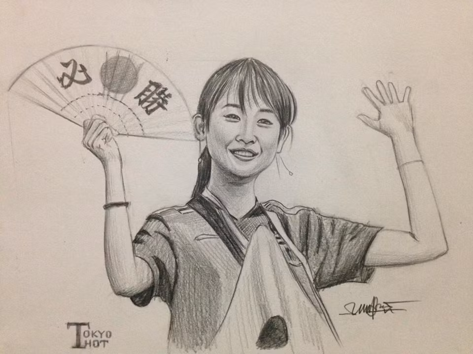 Không chỉ vẽ các ngôi sao dưới sân, Minh Đức còn quan sát cả trên khán đài và chủ đề CĐV được cậu bạn 9X này đưa vào những tác phẩm của mình.