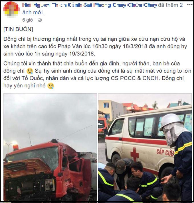 Cuối cùng, đoàn xe gặp nạn không được cứu, 2 mẹ con tử vong tại chỗ và một chiến sĩ PCCC đã hi sinh sau cú va chạm trên.