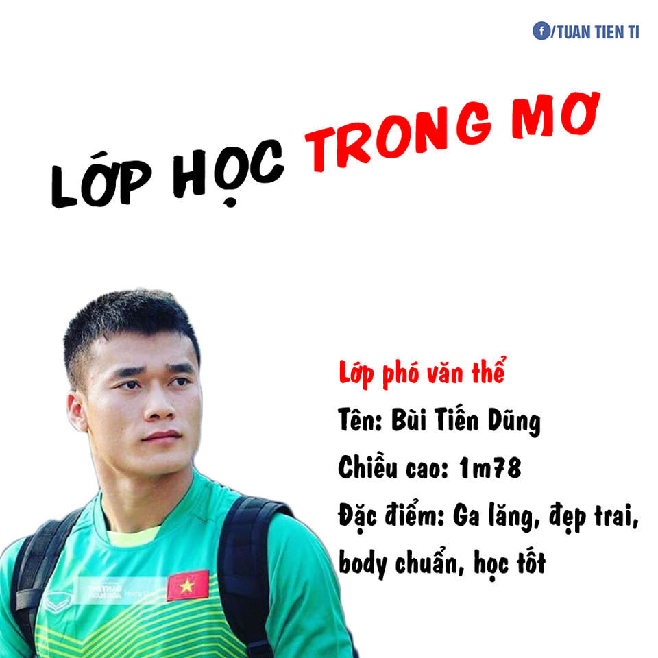 Lớp phó văn thể của các cầu thủ Olympic Việt Nam là thủ môn Bùi Tiến Dũng với sự ga-lăng, đẹp trai, body chuẩn.