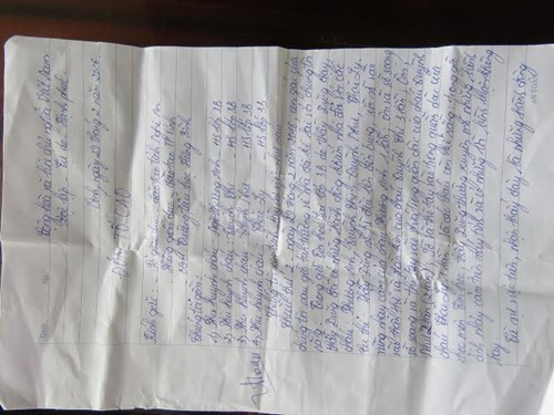 Lá thư tố cáo thầy giáo Cao Văn Dũng.