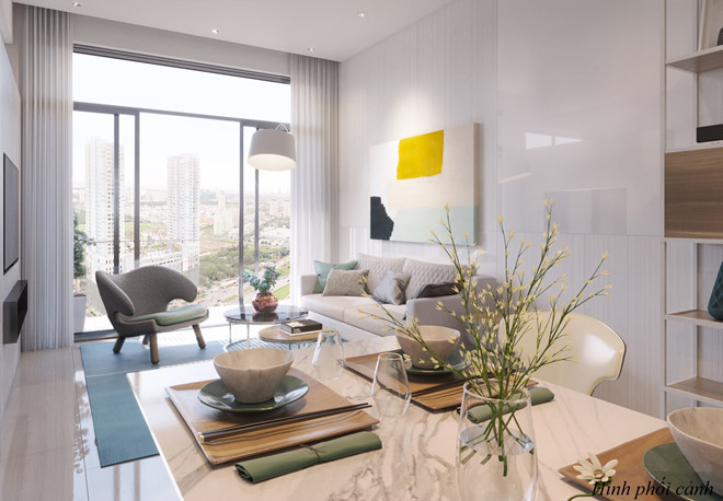 Mỗi căn hộ 4 phòng ngủ của dự án có ban công kính thông thoáng, rộng mở với chiều dài 8,8 m, mở ra góc nhìn xanh mát cho cư dân.