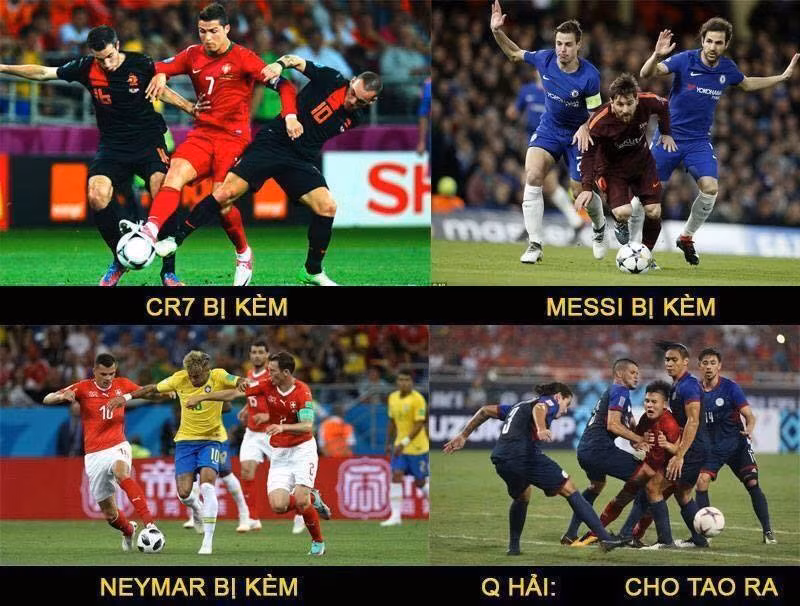 Cùng chung cảnh ngộ bị chế ảnh với Công Phượng ở trận bán kết lượt về của đội tuyển Việt Nam đó là Quang Hải. Cầu thủ nhỏ con này bị các tiền vệ Philippines kèm rất rát.