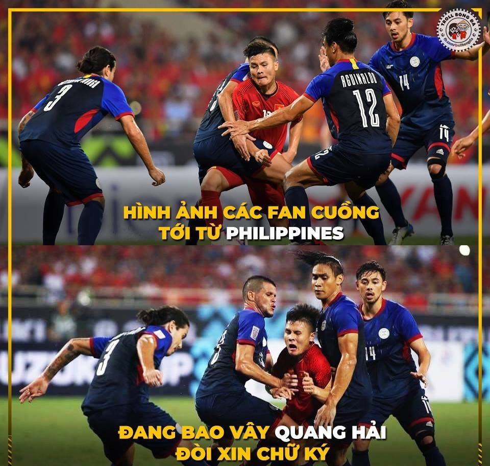Chính từ khoảnh khắc Quang Hải bị các cầu thủ Philippines đè nén, dân mạng đã liên hệ tới đời sống hàng ngày với bao áp lực.
