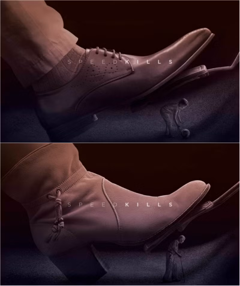 Speed Kills (Tốc độ cao gây chết người) là khẩu hiệu được sử dụng trên rất nhiều các chiến dịch kêu gọi an toàn giao thông. Đội ngũ quảng bá Western Cape Government đã thành công trong việc đánh vào tâm lý người xem bằng những bức ảnh đầy ý nghĩa.