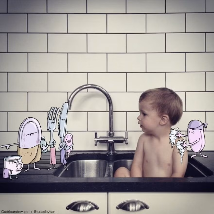 Chỉ bằng những phần mềm ghép ảnh đơn giản từ chiếc Iphone của mình, Lucas Levitan đã cho ra những bức ảnh hết sức hài hước.